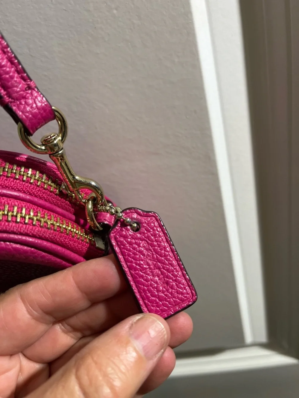 Coach Pebbled Leather Crossbody in Bright Pink - Picture 9 of 10